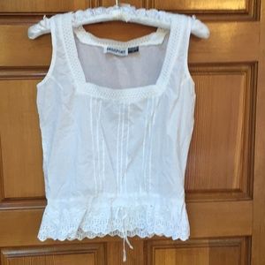 White cotton sleeveless blouse